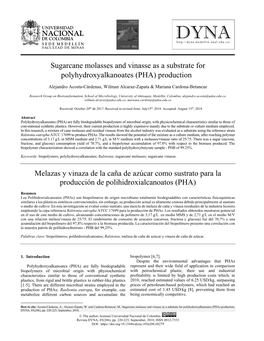 Sugarcane Molasses and Vinasse As a Substrate for Polyhydroxyalkanoates (PHA) Production