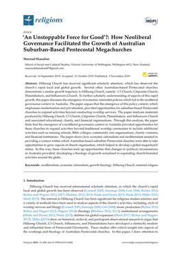 How Neoliberal Governance Facilitated the Growth of Australian Suburban-Based Pentecostal Megachurches