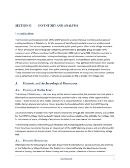 Section II. Inventory and Analysis