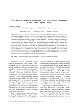 The Structure and Productivity of the Thalassia Testudinum Community in Bon Accord Lagoon, Tobago