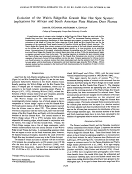 Rio Grande Rise Hot Spot System' Implicationsfor African and South American Plate Motions Over Plumes