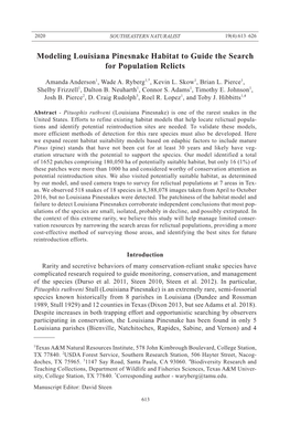 Modeling Louisiana Pinesnake Habitat to Guide the Search for Population Relicts