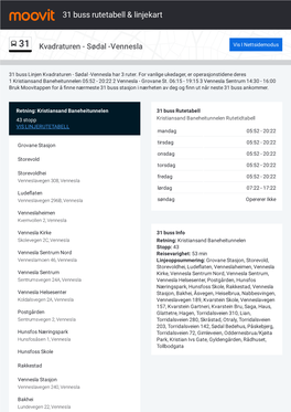31 Buss Rutetabell & Linjerutekart
