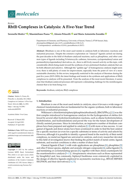 Rh(I) Complexes in Catalysis: a Five-Year Trend