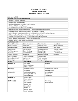 Roster of June 2021 House of Delegates