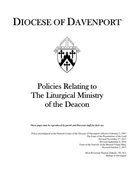 Policies Relating to the Liturgical Ministry of the Deacon