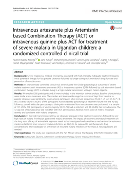 Or Intravenous Quinine Plus ACT for Treatment of Severe M