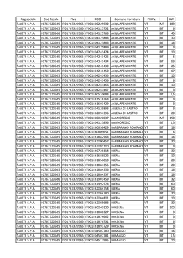 Rag Sociale Cod Fiscale Piva POD Comune Fornitura PROV. KW TALETE S.P.A