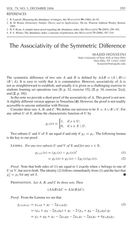 The Associativity of the Symmetric Difference