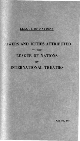 Powers and Duties Attributed League of Nations International Treaties