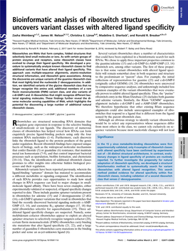 Bioinformatic Analysis of Riboswitch Structures Uncovers Variant Classes