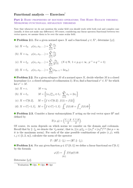 Functional Analysis — Exercises∗ Part 2: Basic Properties of Bounded Operators; the Hahn–Banach Theorem; Minkowski Functionals; Separation Theorems