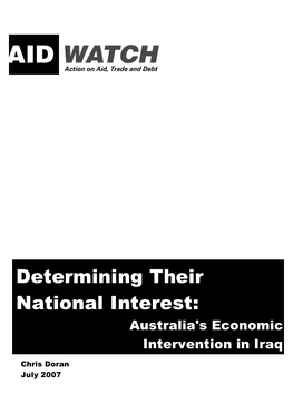 Determining Their National Interest: Australia's Economic Intervention in Iraq