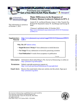 Β Primary Human Leukocyte Subsets to IFN- Major Differences in The