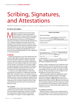 Scribing, Signatures, and Attestations Medicare Auditors Investigate Instances in Which Signatures Are Not in Line with Medicare Rules