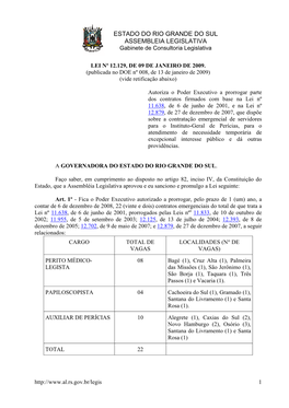 ESTADO DO RIO GRANDE DO SUL ASSEMBLEIA LEGISLATIVA Gabinete De Consultoria Legislativa