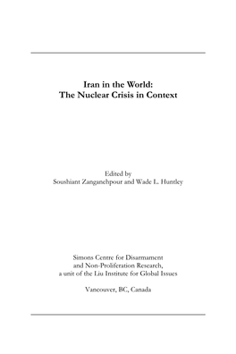 Iran in the World: the Nuclear Crisis in Context
