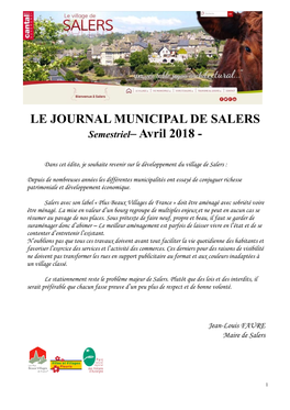 LE JOURNAL MUNICIPAL DE SALERS Semestriel– Avril 2018