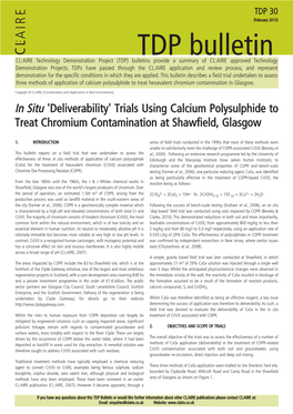 Trials Using Calcium Polysulphide to Treat Chromium Contamination at Shawfield, Glasgow