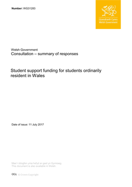 Student Support Funding for Students Ordinarily Resident in Wales