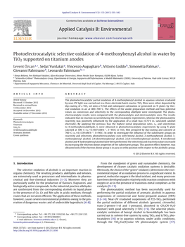 Photoelectrocatalytic Selective Oxidation of 4-Methoxybenzyl Alcohol in Water By