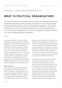 What Is Political Organisation? July 2017