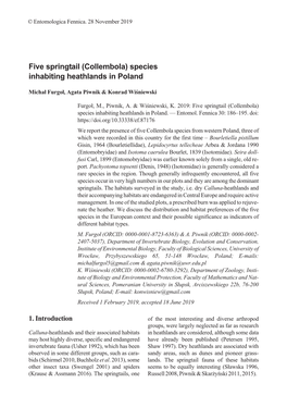 Collembola) Species Inhabiting Heathlands in Poland