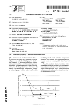 Method for Preparing a Stabilised Menthol Emulsion