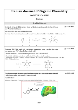 Iranian Journal of Organic Chemistry