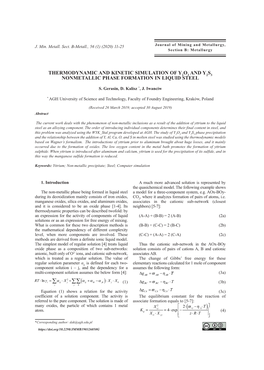 Thermodynamic and Kinetic Simulation of Y2o3 and Y2s3 Nonmetallic Phase Formation in Liquid Steel