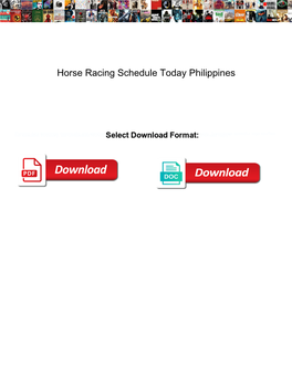 Horse Racing Schedule Today Philippines
