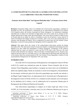 La Exhumación De Una Fosa De La Guerra Civil Española Junto a La Carretera Vieja Del Puerto De Paniza