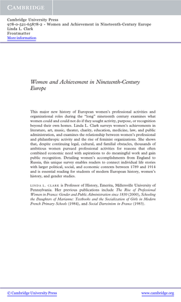 Women and Achievement in Nineteenth-Century Europe Linda L