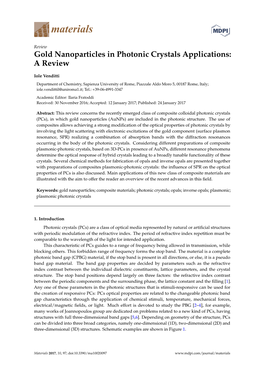 Gold Nanoparticles in Photonic Crystals Applications: a Review