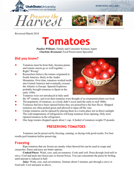 Preserving Tomatoes