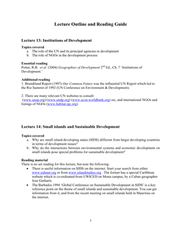 Lecture Outline and Reading Guide