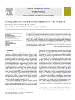 Building Global-Class Universities: Assessing the Impact of the 985 Project