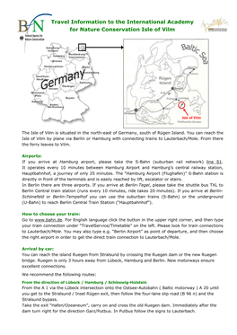 Travel Information to the International Academy for Nature Conservation