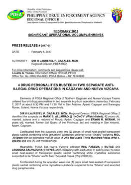 Illegal Drug Operations in Cagayan and Nueva Vizcaya