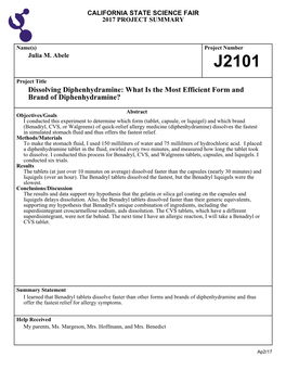 Dissolving Diphenhydramine: What Is the Most Efficient Form and Brand of Diphenhydramine?