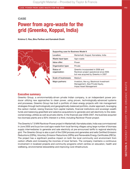 Power from Agro-Waste for the Grid (Greenko, Koppal, India)
