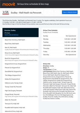 5A Bus Time Schedule & Line Route