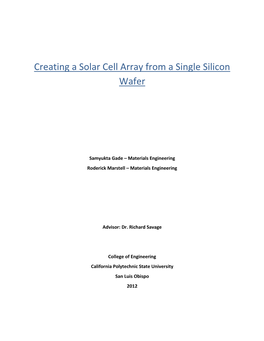 Creating a Solar Cell Array from a Single Silicon Wafer