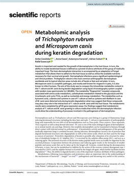 Metabolomic Analysis of Trichophyton Rubrum and Microsporum Canis