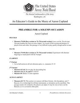 PREAMBLE for a SOLEMN OCCASION Aaron Copland