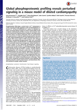 Global Phosphoproteomic Profiling Reveals Perturbed Signaling in a Mouse Model of Dilated Cardiomyopathy