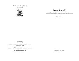 Green Scared? Lessons from the FBI Crackdown on Eco-Activists