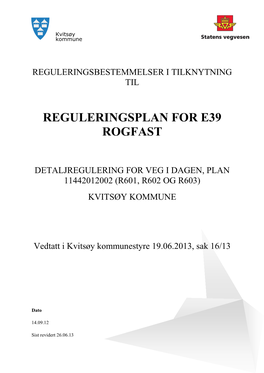 Reguleringsplan for E39 Rogfast