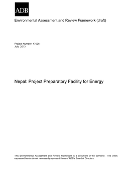 Environmental Assessment and Review Framework (Draft)