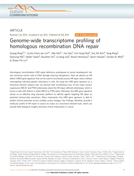 Genome-Wide Transcriptome Profiling of Homologous Recombination DNA